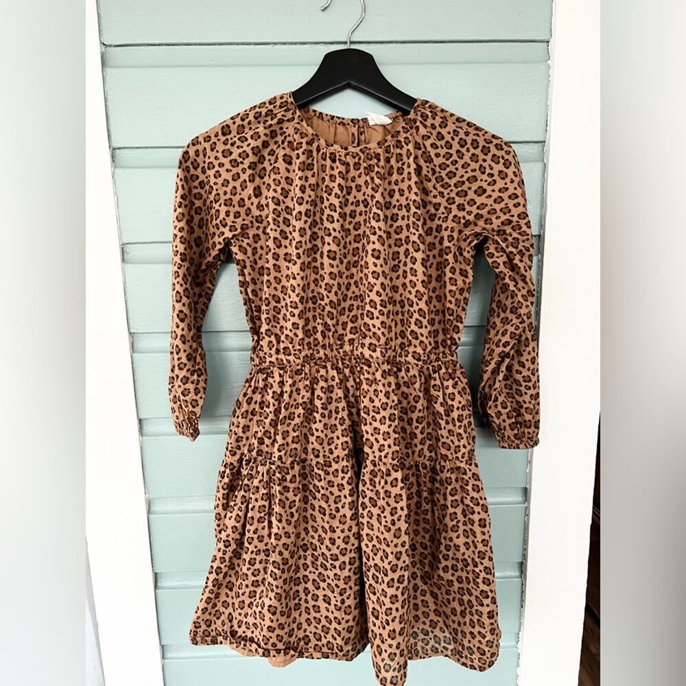 Crewcuts j crew girls leopard print dress cheetah print 100% cotton fall winter